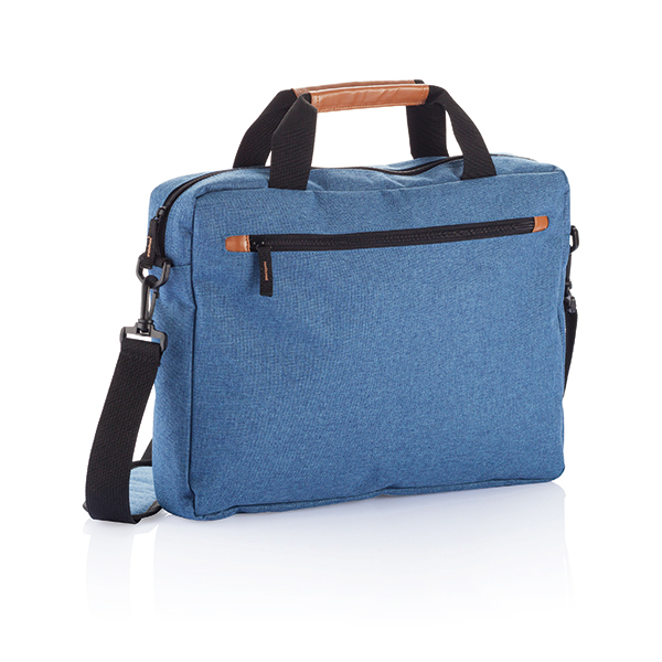 Zweifarbige Laptoptasche mit Lederhenkeln