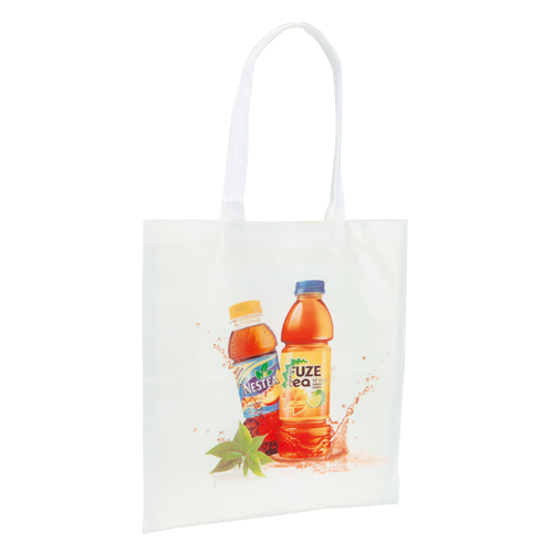 Bedruckte Stofftasche aus Vliesstoff in weiß mit großen Henkeln 80 g/m& - Mannheim