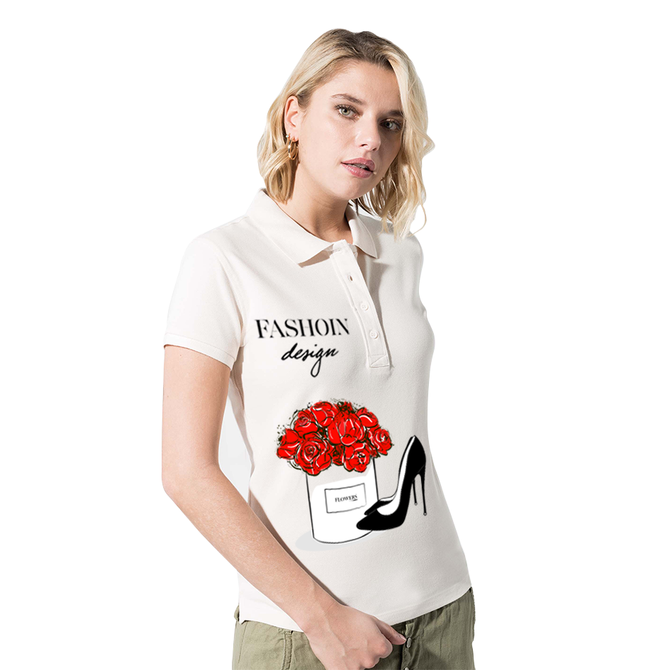 Women's polo shirt with short sleeves