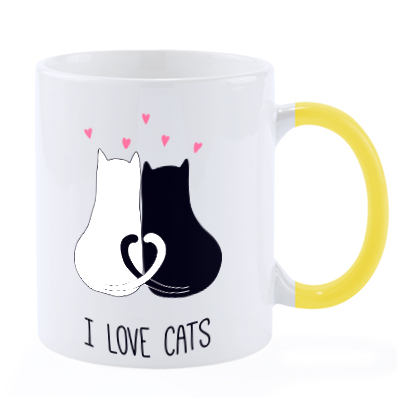 Tasse bedrucken aus Keramik mit farbigem Henkel 350 ml - Carla